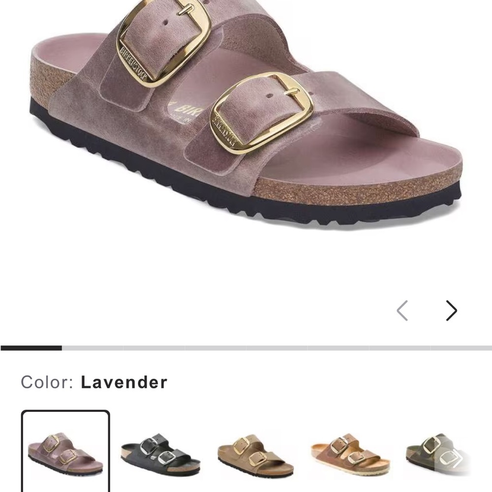 Birkenstock Arizona oil rubbed leather Sandal in Lavender with Gold Buckles NEW